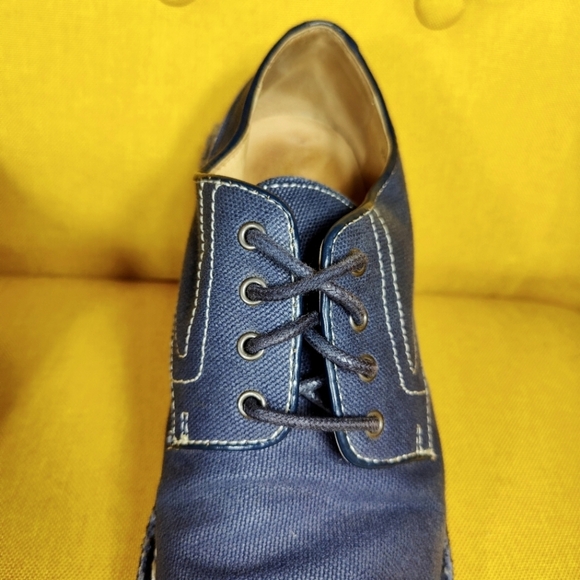 JOHN VARVATOS Men's Navy Blue Canvas Oxfords Lace Up Shoes Size 7M - Picture 6 of 11